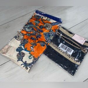 Victoria's Secret Black and Gold Rope-Print Satin Scarf